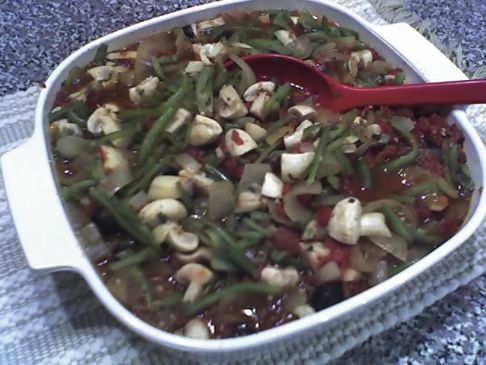 mushrooms and green beans al a grecque