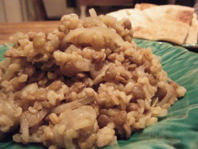 Mjaddarah (lentils and rice with sauteed onion)